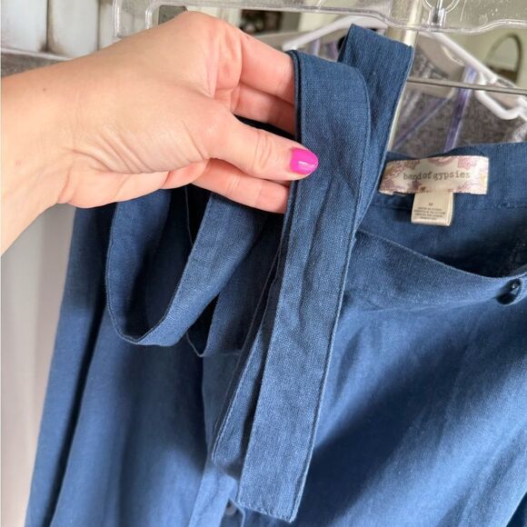 Band Of Gypsies Blue Button Down Grannycore Cottagecore Prairie Midi Skirt - Picture 6 of 7